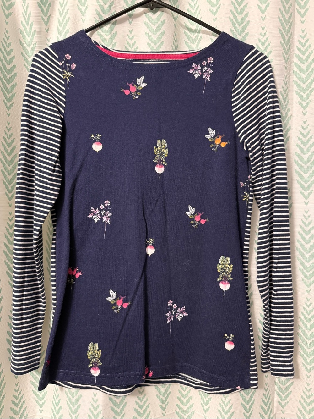 Joules Navy Floral & Stripe Long Sleeve Top